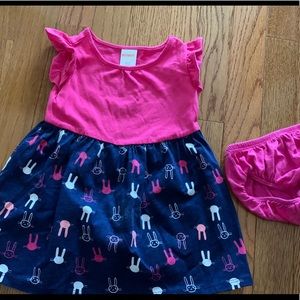 EUC. Pink and navy Gymboree bunny dress!